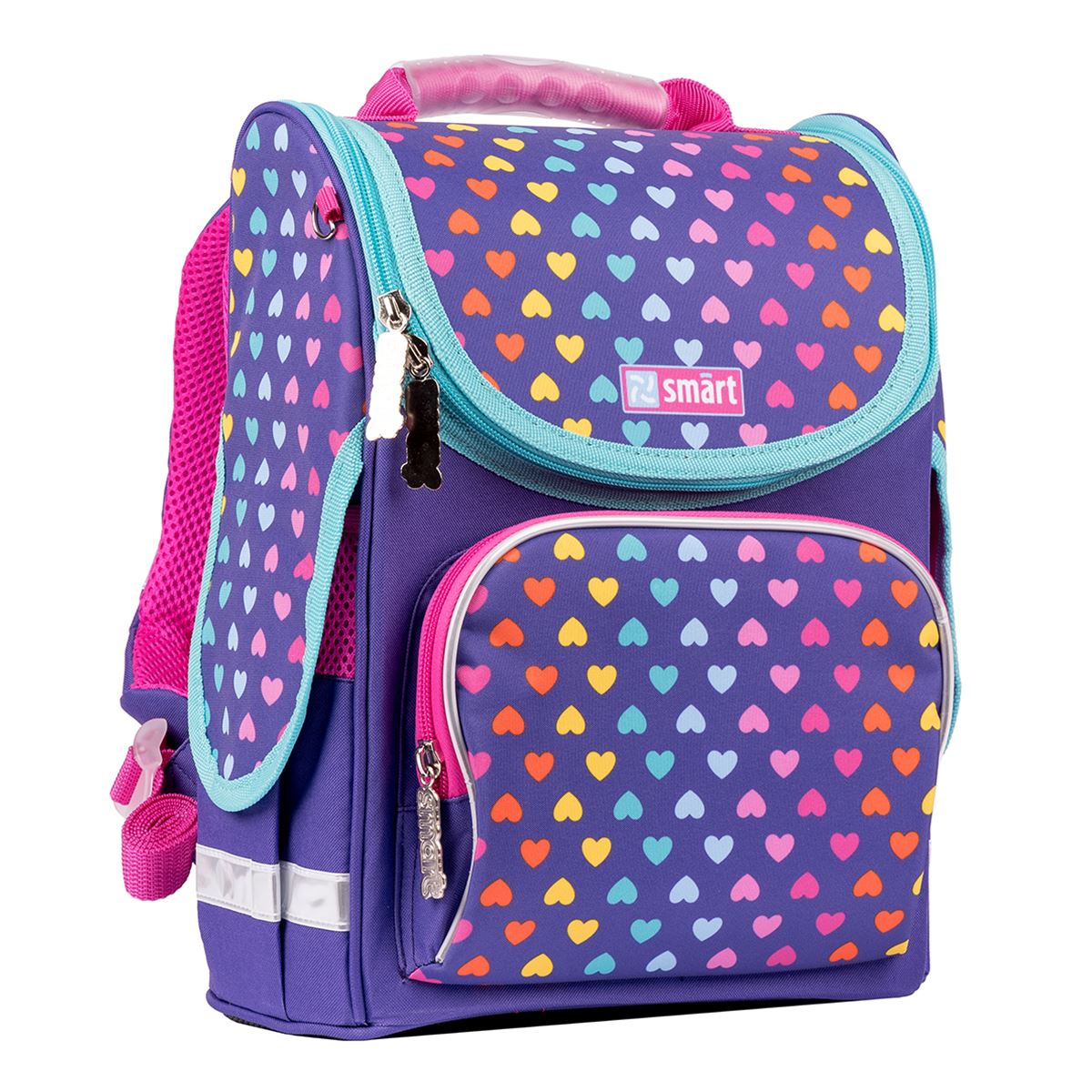 

Рюкзак шкільний каркасний SMART PG-11 Rainbow hearts, фіолетовий Smart 6-9 років 557516