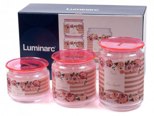 

Банка для сипучих (LM-9213p) Luminarc Plano Rosette Pink 3 шт.