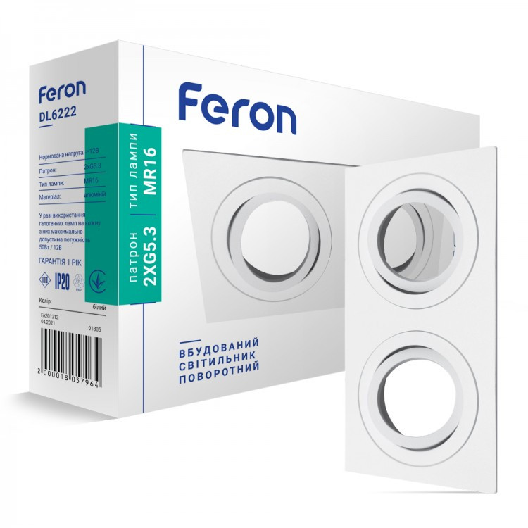 

Точечный светильник двойной Feron DL6222 белый