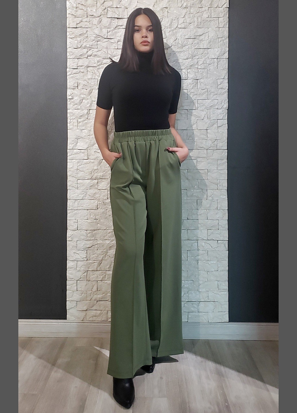 

Брюки - палаццо Hot fashion хаки  10-3080, Брюки - палаццо Hot fashion хаки L 10-3080