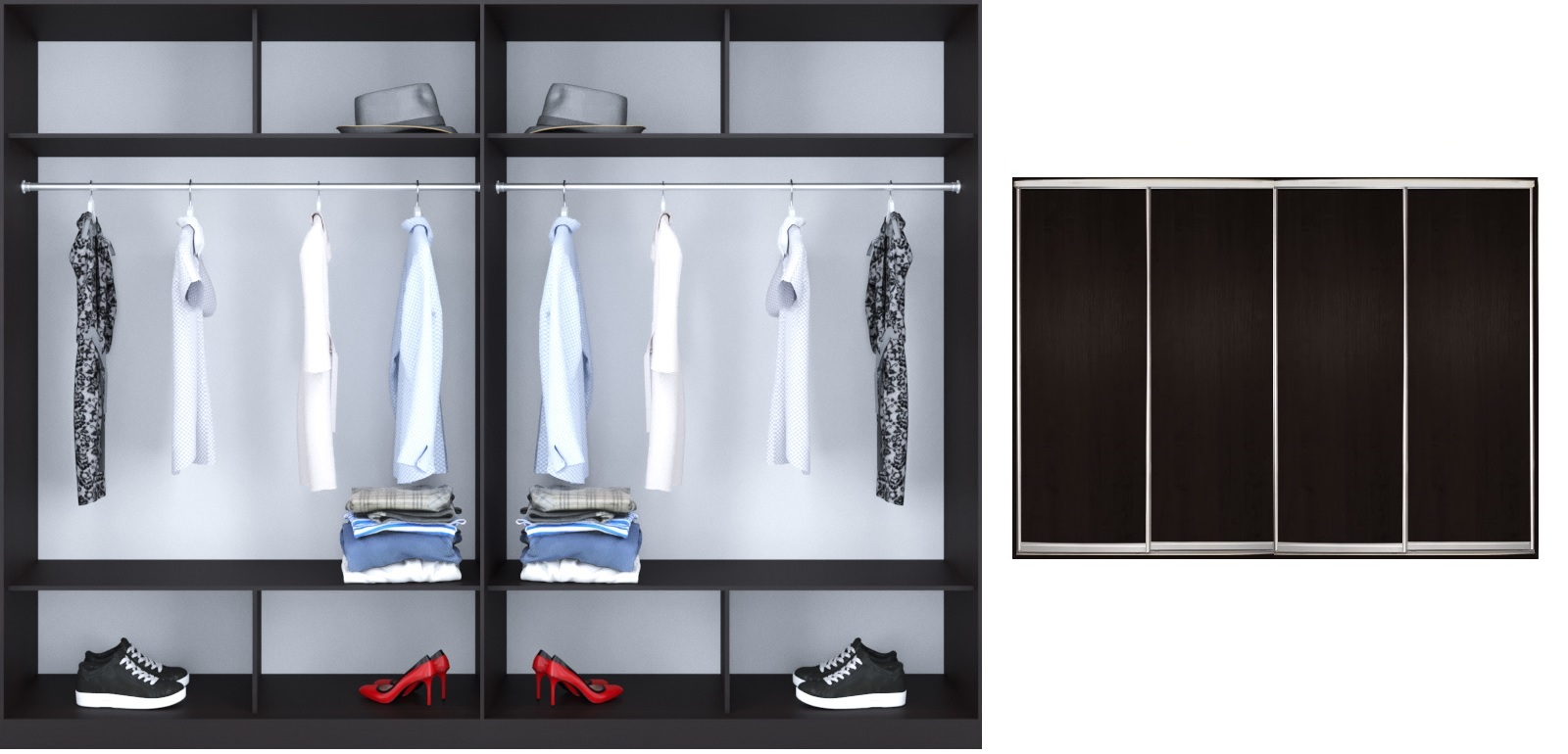 

Шкаф-купе Luxe 4 двери цвет венге ДСП/ДСП/ДСП/ДСП CLS - II 390 x 240 x 45 см