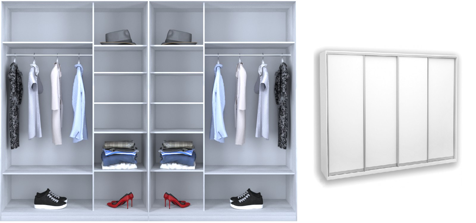 

Шкаф-купе Luxe 4 двери цвет Белое дерево ДСП/ДСП/ДСП/ДСП CLS - I 310 x 200 x 60 см