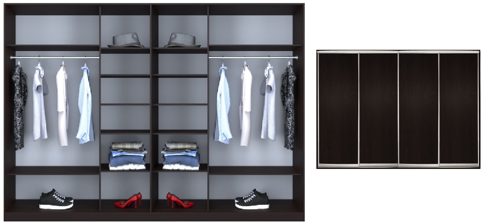 

Шкаф-купе Luxe 4 двери цвет венге ДСП/ДСП/ДСП/ДСП CLS - I 340 x 200 x 60 см