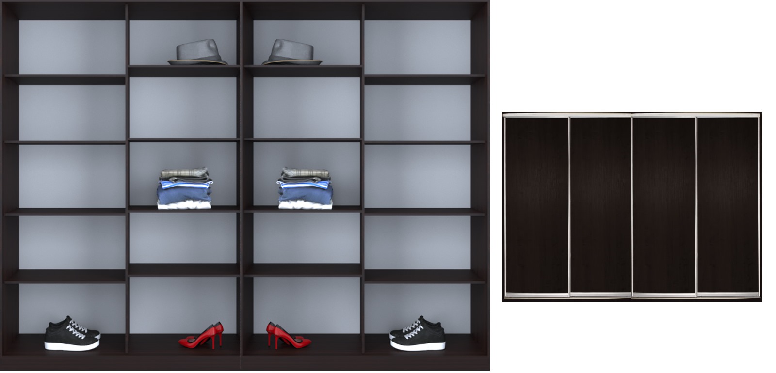 

Шкаф-купе Luxe 4 двери цвет венге ДСП/ДСП/ДСП/ДСП CLS - III 330 x 230 x 60 см