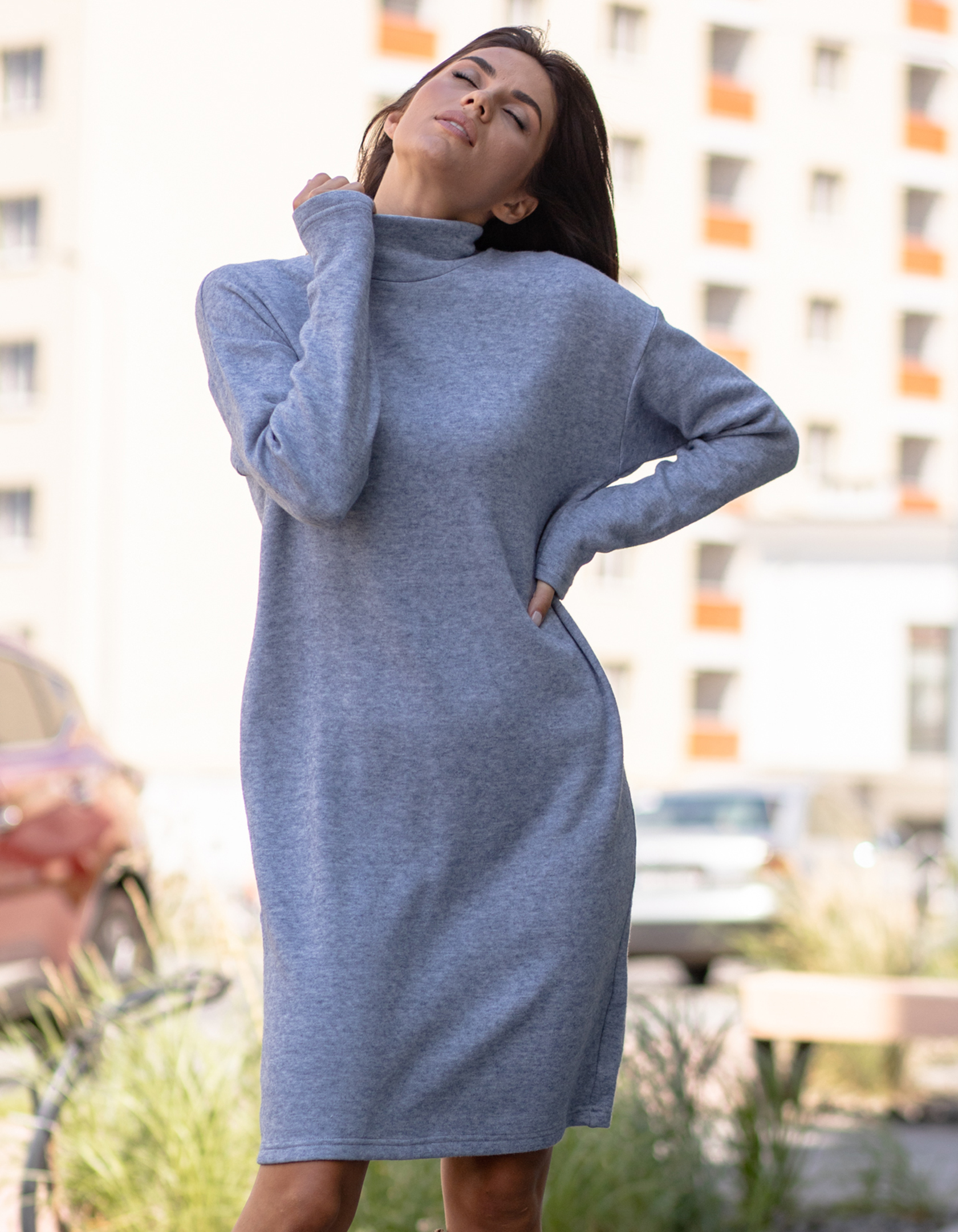 

Платье деми Wear me женское миди теплое с воротником  Серый 2W/19/20, Платье деми Wear me женское миди теплое с воротником XL Серый 2W/19/20