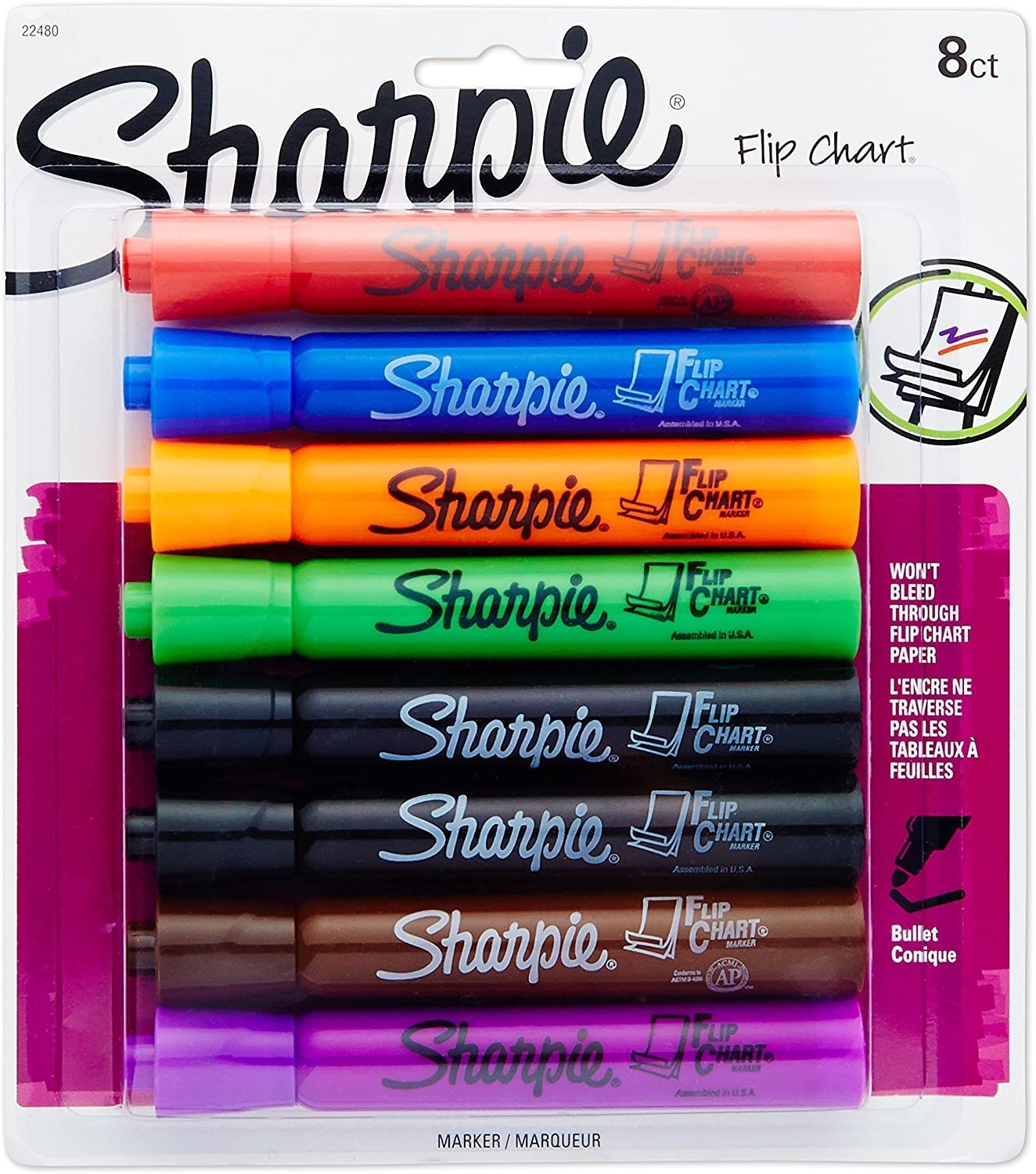 

Набор маркеров для флипчарта Sharpie Flip Chart Markers, Bullet Tip Цветные 8 шт. (22480)