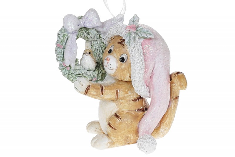 

Декоративная подвесная фигурка Bon Тигрёнок с венком, 7.5см 707-014 (IR04307)