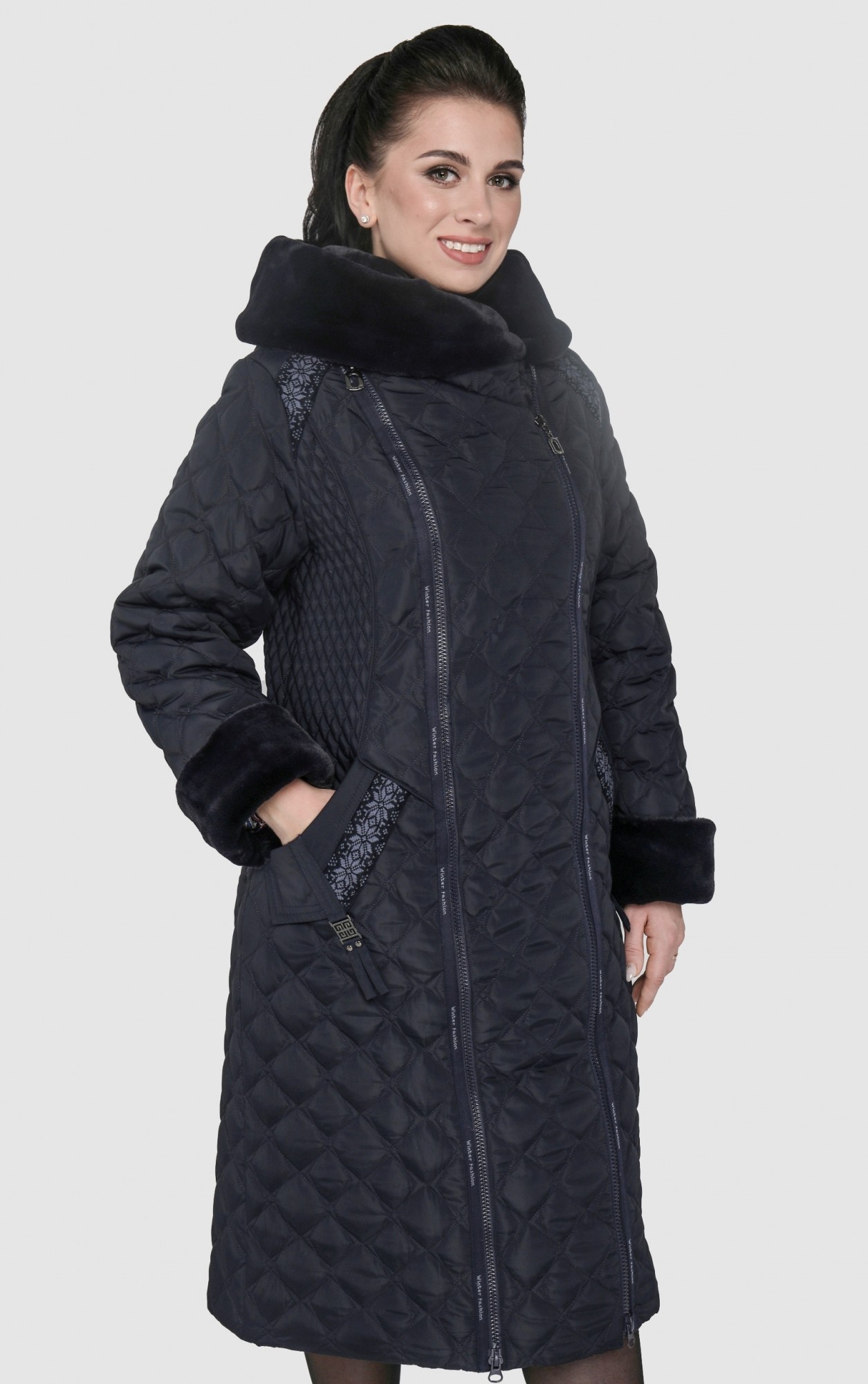 

Пуховик Exclusive moda М-238  Темно-синий, Пуховик Exclusive moda М-238 54 Темно-синий