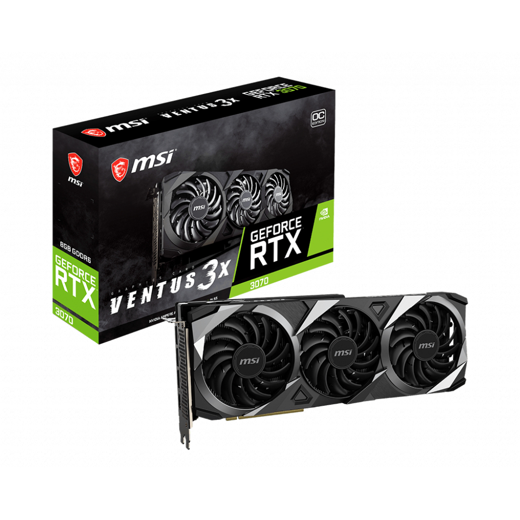 

Видеокарта MSI GeForce RTX3070 8Gb VENTUS 3X OC LHR (RTX 3070 VENTUS 3X 8G OC LHR)