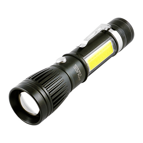 

Фонарь Police 2545-T6+COB, ЗУ micro USB, 1x18650, zoom, зажим, Box. 32273