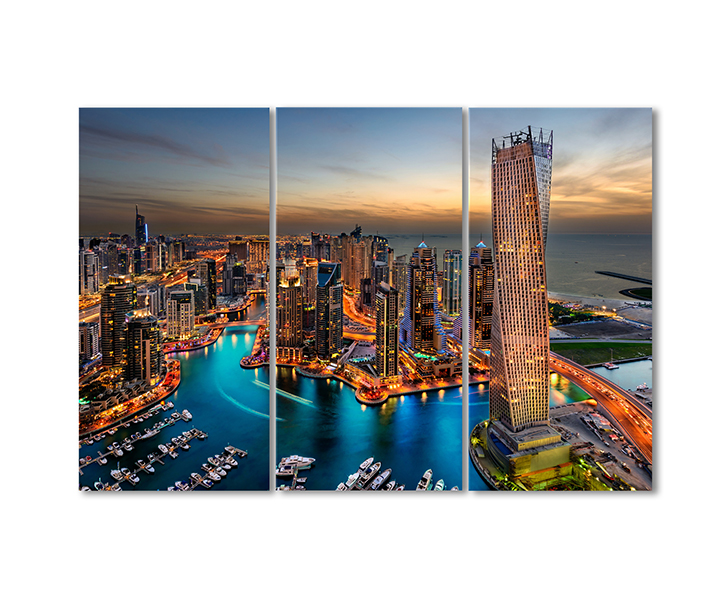 

Модульная картина Artel «Вечерний Дубай на побережье Персидского залива» 3 модуля 50x75 см