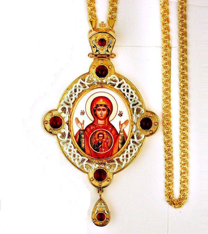 

Панагия латунная в позолоте с камнями и цепью арт. 2.7.1609лп-2^1лп