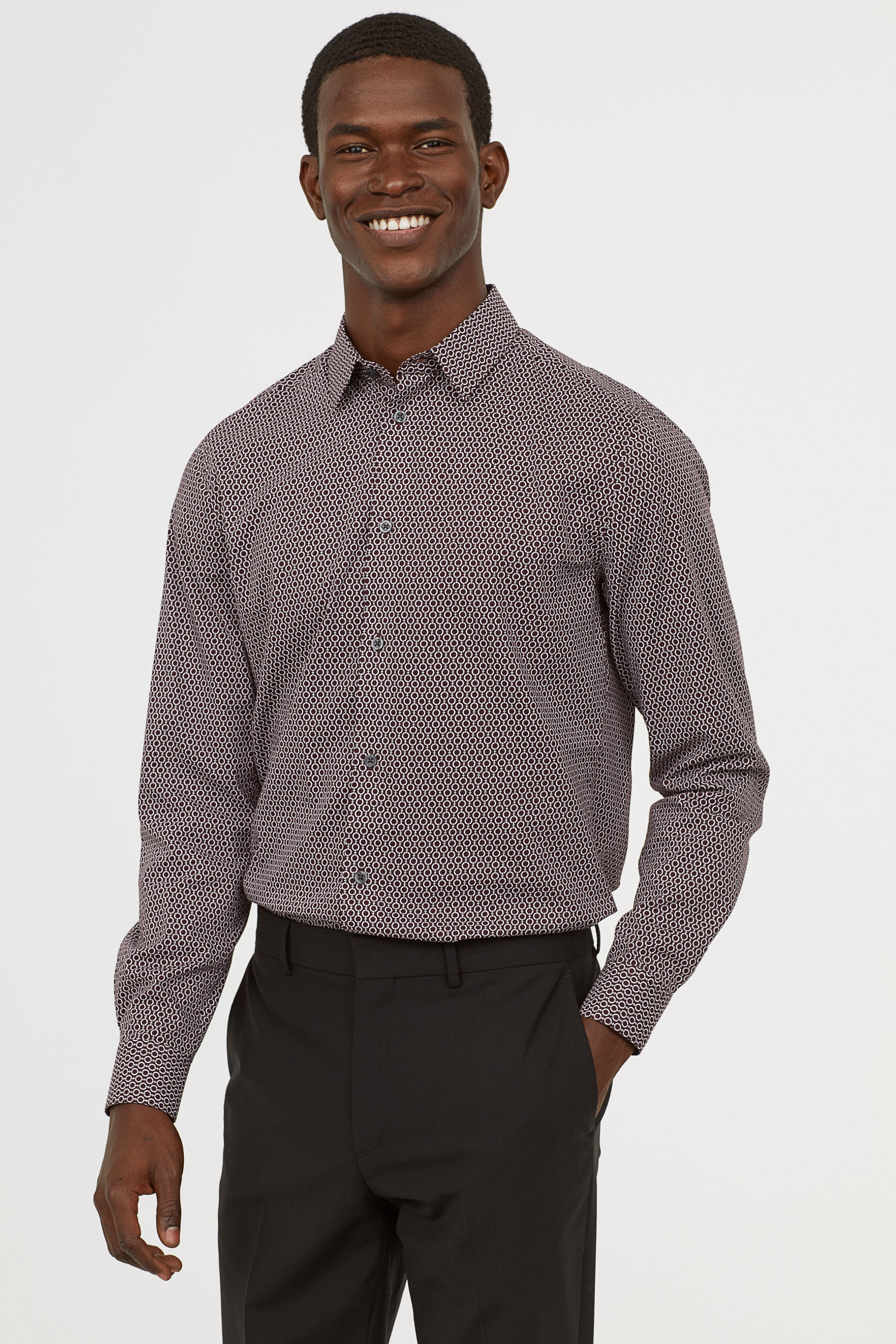 

Рубашка H&M 0722503  бордовый, Рубашка H&M 0722503 S бордовый