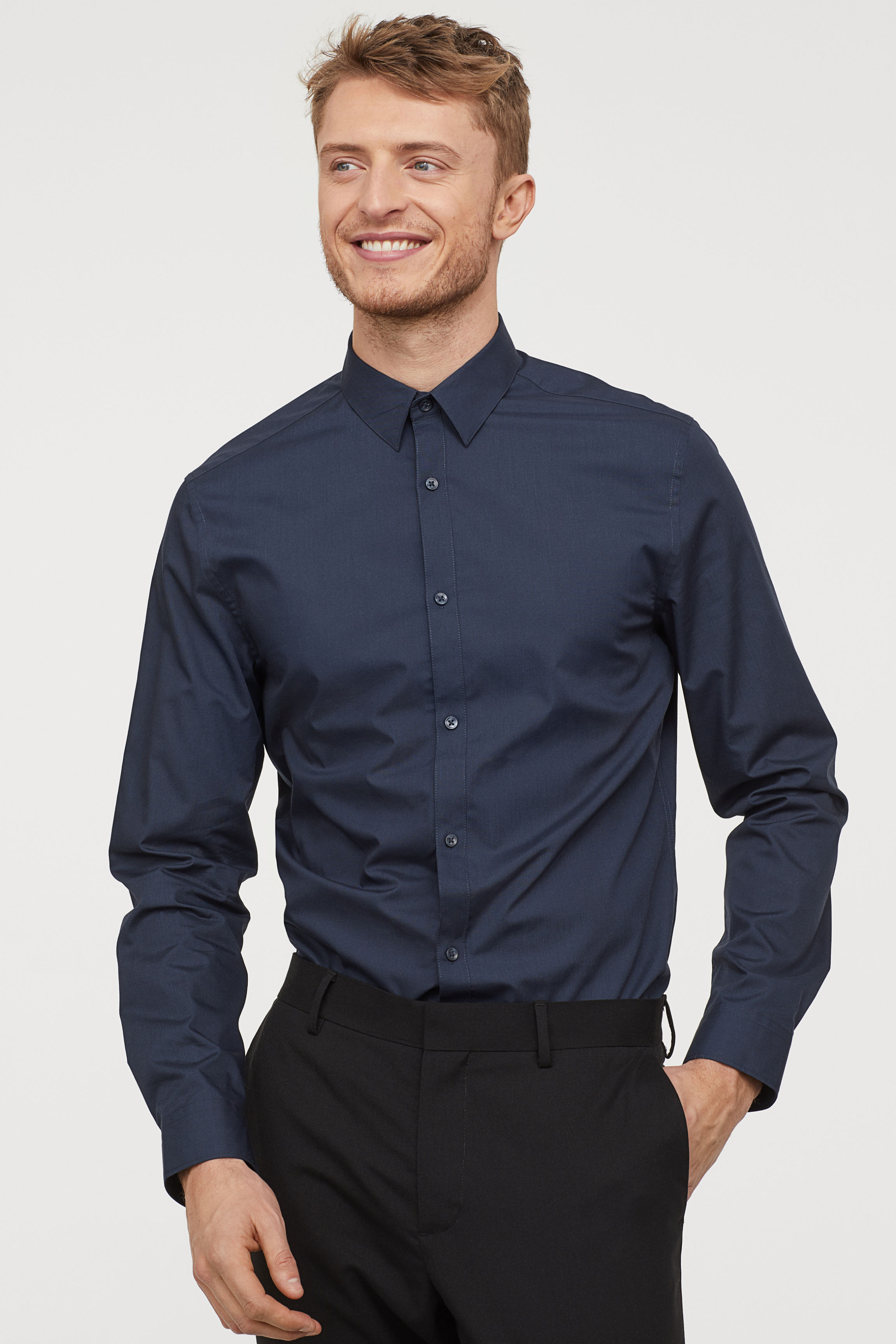 

Рубашка H&M 0501616-3624 M синий