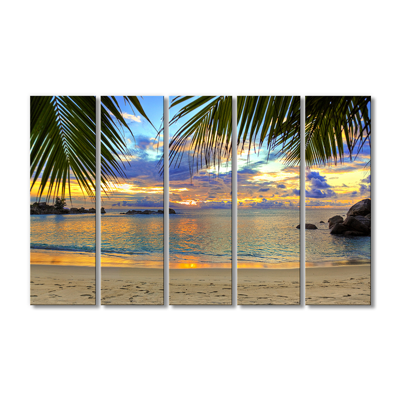 

Модульная картина Artel «Вид на море на закате сквозь листья пальмы» 5 модулей 90x135 см
