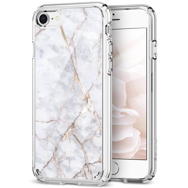 

Чехол Spigen для iPhone SE 2020/8/7 Ultra Hybrid 2 Marble Carrara White