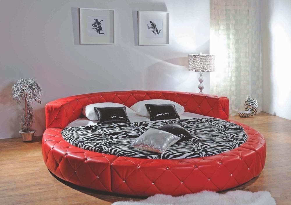 

Кровать Aris Broadway круглая 270x270 см экокожа красный