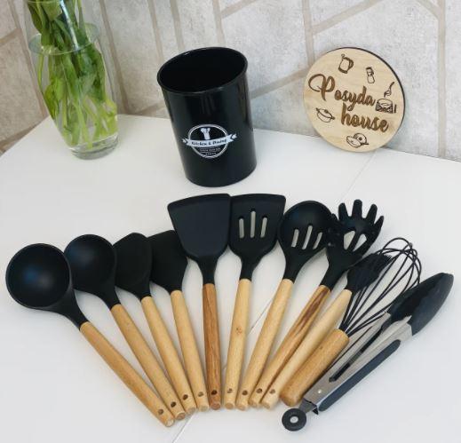 

Силиконовый кухонный набор принадлежностей с ведерком 12 предметов Kitchen Set ZP-036А