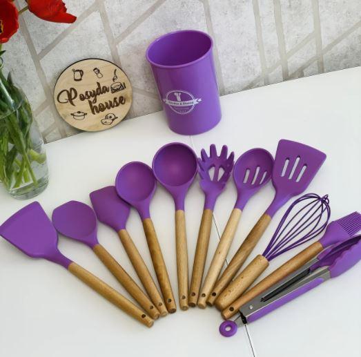 

Силиконовый кухонный набор принадлежностей с ведерком 12 предметов Kitchen Set ZP-036D