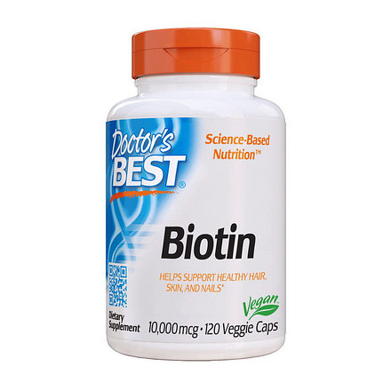 

Витамины и минералы для кожи, ногтей и волос Биотин Doctor's BEST Biotin 10.000 мкг 120 вег. капсул (444645)