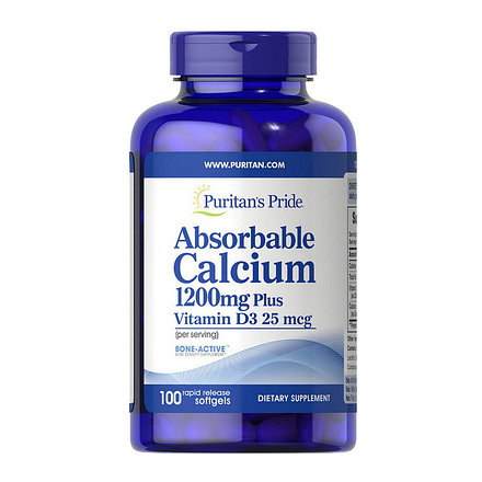 

Витамины и минералы Puritans Pride Absorbable Calcium 1200 мг Plus Vitamin D3 25 мкг 100 капсул (445013)