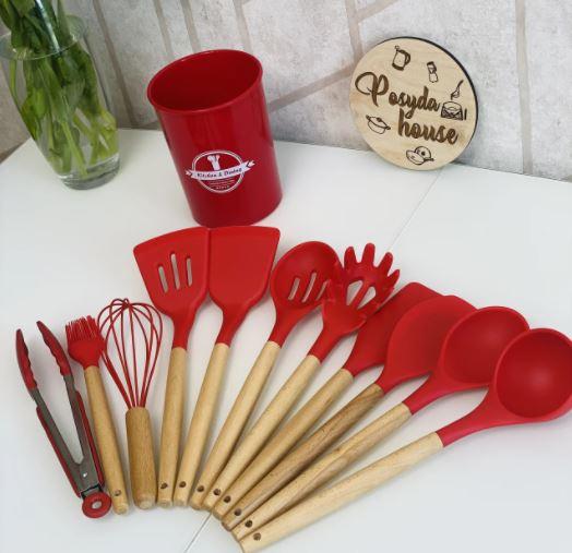 

Силиконовый кухонный набор принадлежностей с ведерком 12 предметов Kitchen Set ZP-036C