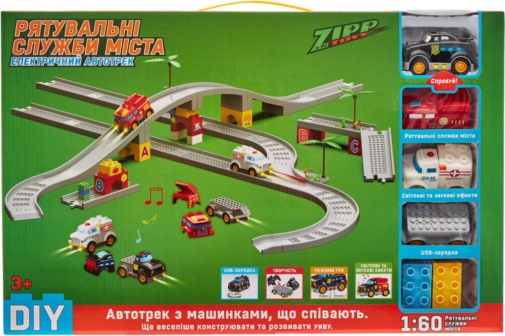 

Электрический автотрек ZIPP Toys Городские службы спасения Модель 2 104 детали (5320056)