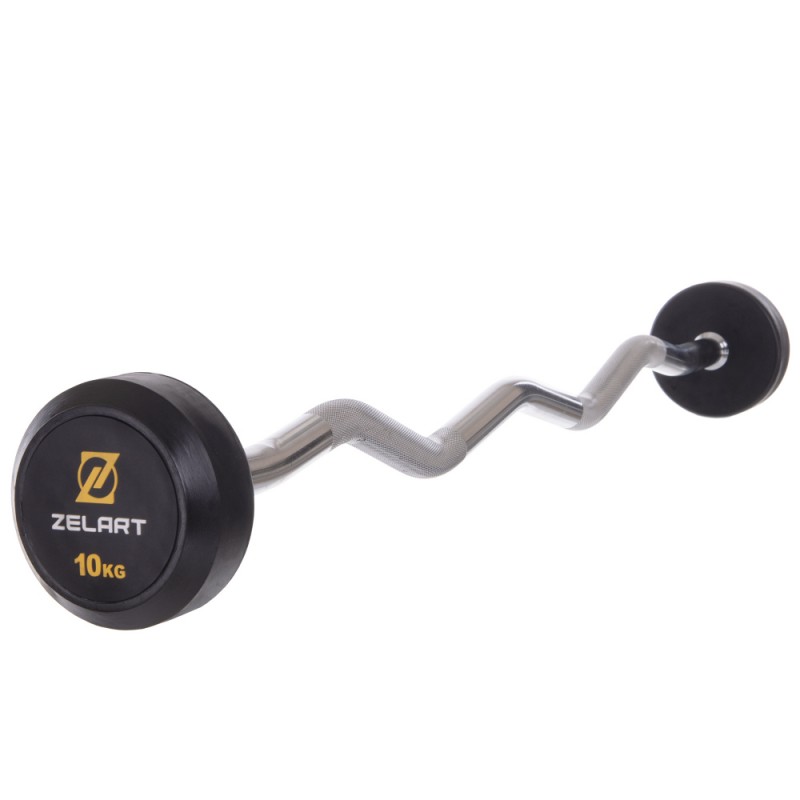 

Штанга фиксированная изогнутая обрезиненная ZelartRubber Coated Barbell 10кг, код: TA-2687-10-S52