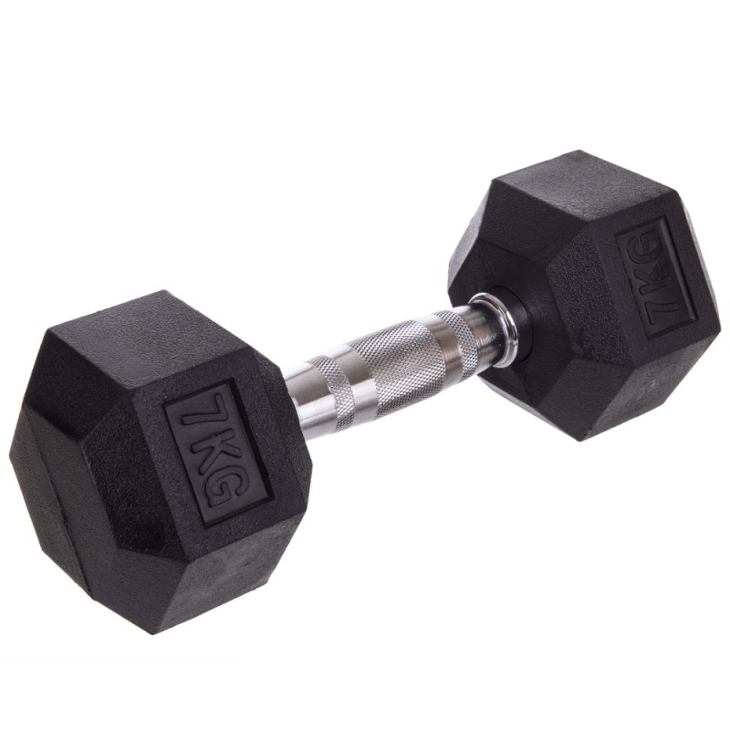 

Гантель цельная шестигранная CrossGym 1x7кг, код: SC-8013-7-S52