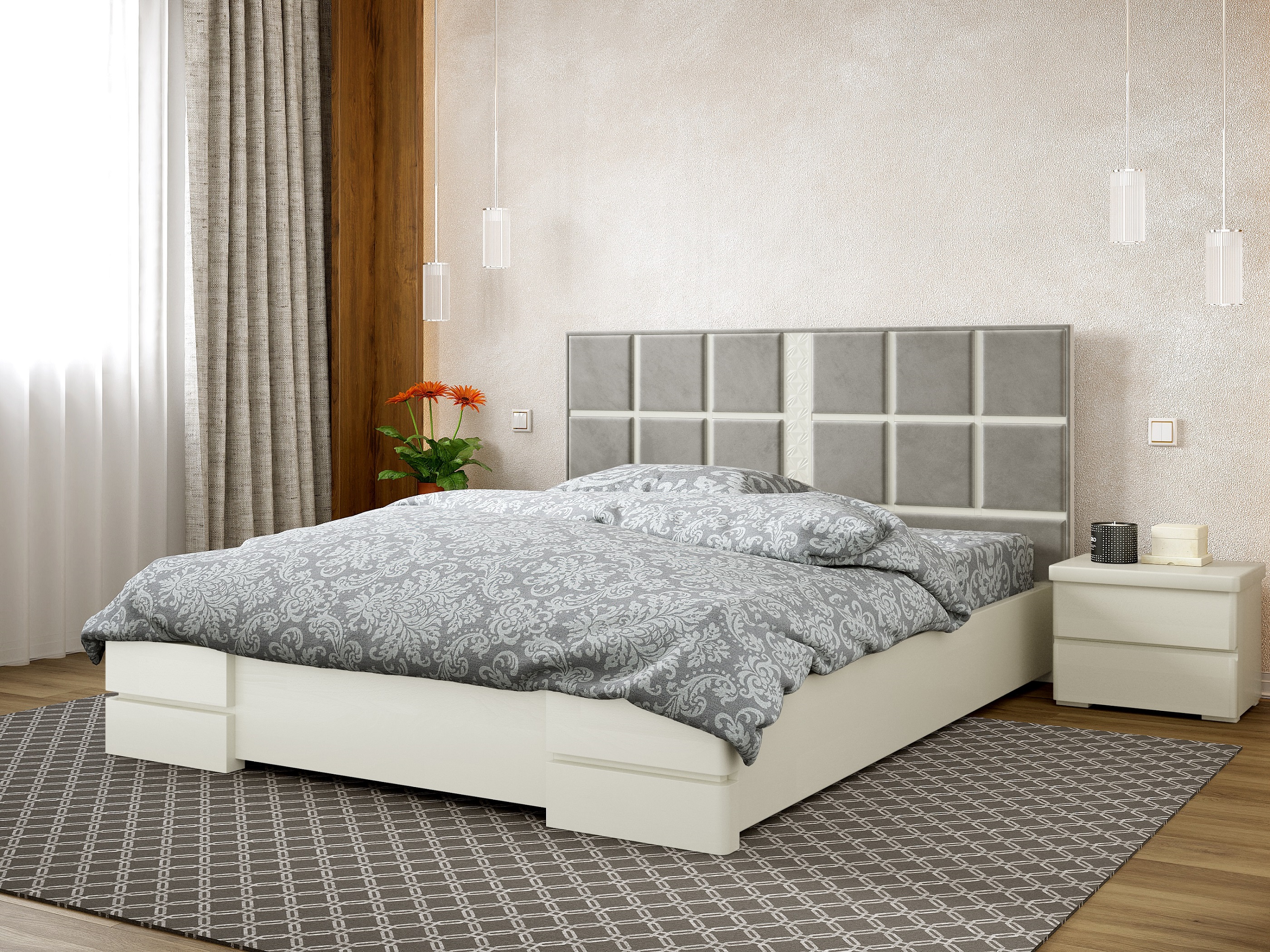

Кровать Прованс с механизмом Arbordrev (180*200) бук Белый + Riviera 21