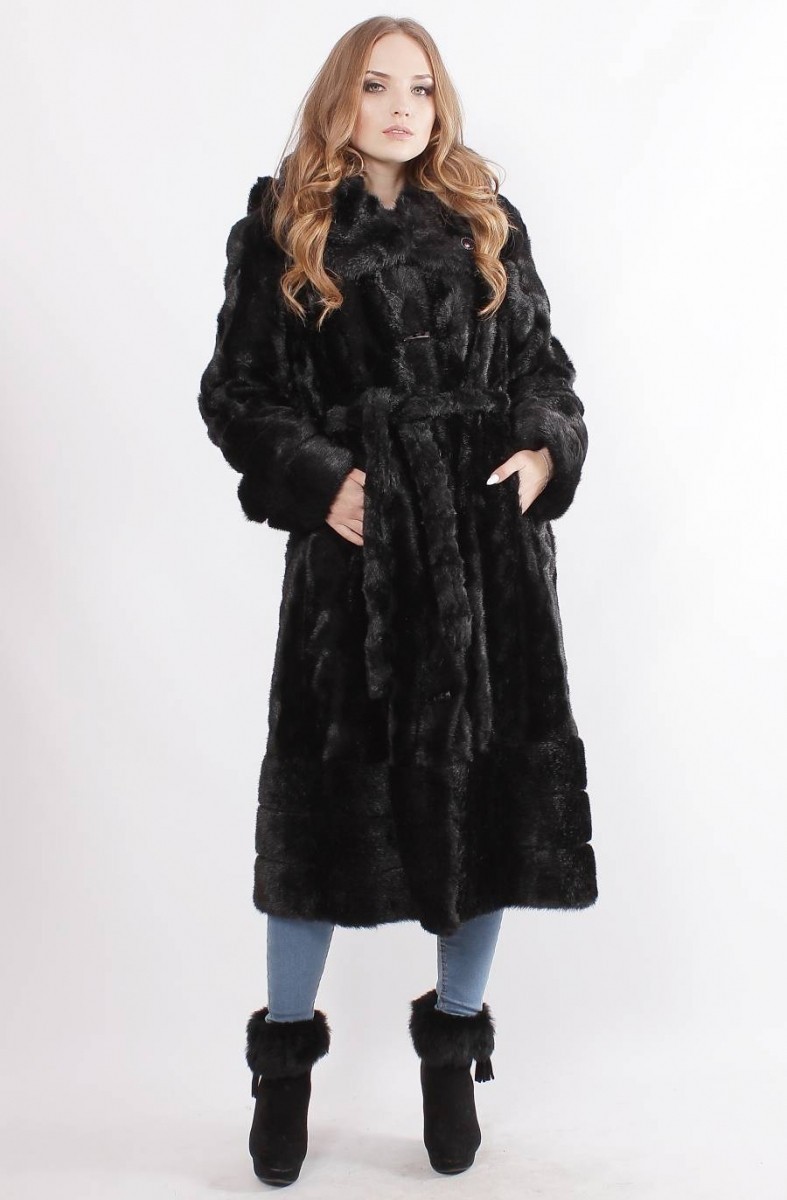 

Шуба искусственная. М-61, цвет: Черная норка № 14 Размер 48