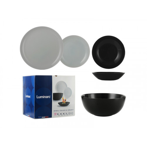 

Набор посуды Luminarc Diwali Black and Granit 19 пр P4358