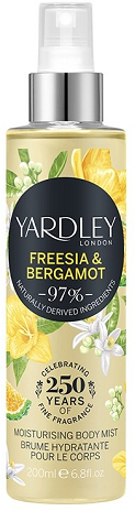 Акция на Мист увлажняющий парфюм для тела и волос Yardley Freesia & Bergamot Moisturising Fragrance Body Mist 200 мл (5056179301696) от Rozetka UA