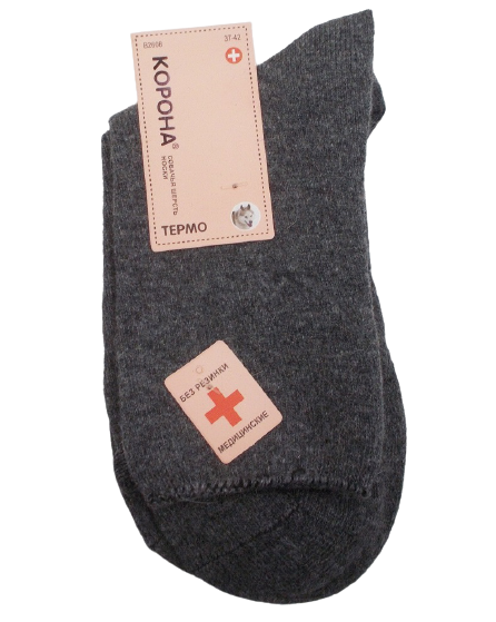 

Женские носки термо без резинки собачья шерсть Корона 2608 37-42 серые