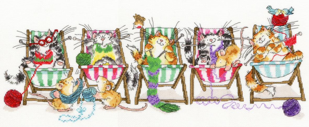 

Набор для вышивания крестом Kitty Knit Кошки вяжут XMS4 Bothy Threads