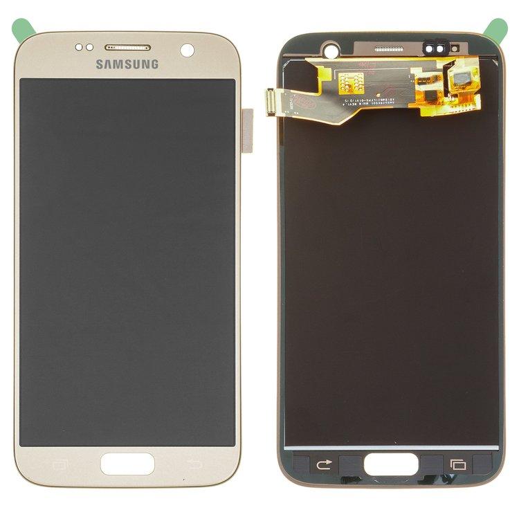 

Дисплей для мобильного телефона Samsung G930, Galaxy S7, золотой, с тачскрином, TFT, AAA (яркость регулируется)