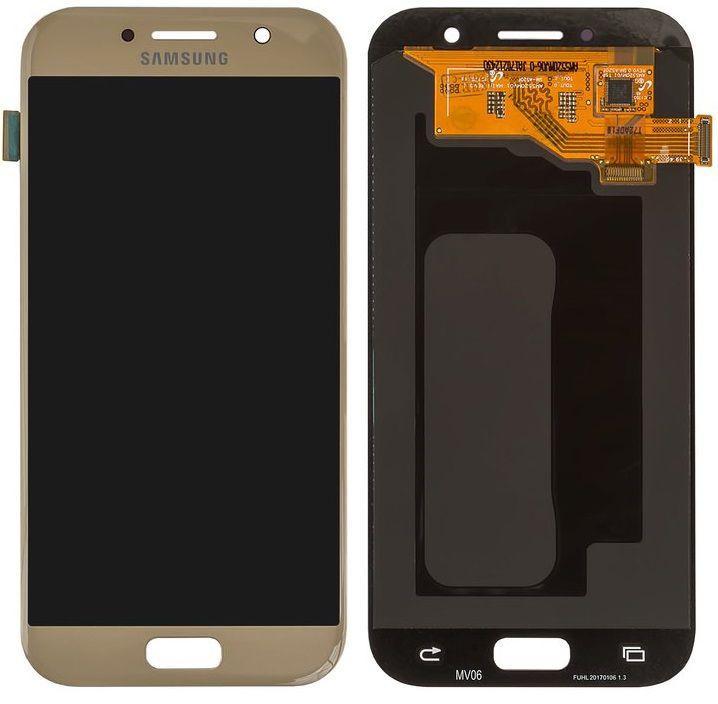

Дисплей для мобильного телефона Samsung A5 2017/A520, золотой, с тачскрином, TFT, AAA (яркость регулируется)
