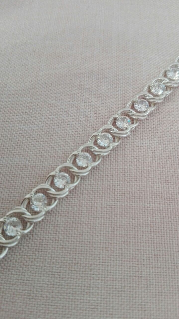 

Серебряный браслет Арабский бисмарк с камнями 5601б/18,5см