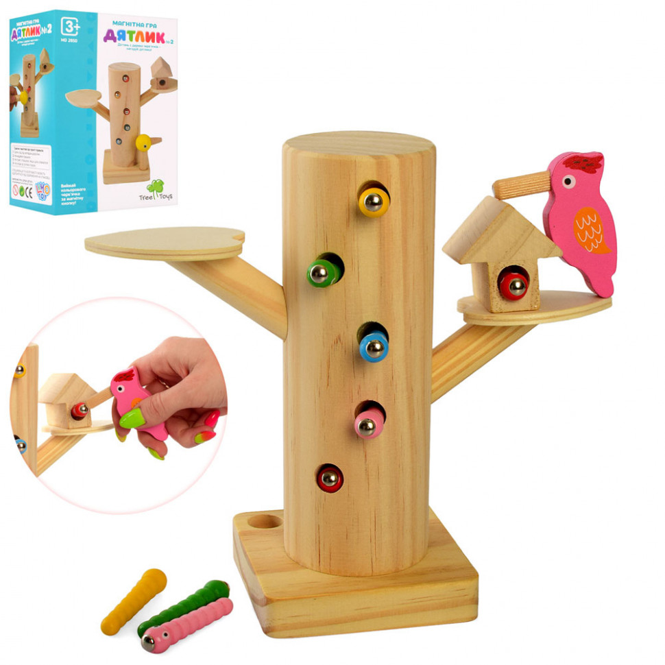 

Деревянная магнитная игра "Дятел, пенек, гусеницы" MD 2850