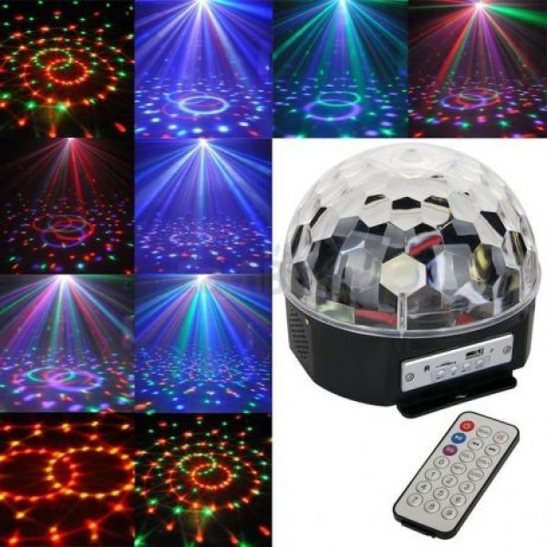 

Диско шар музыкальный с плеером цветомузыка LED Crystall Ball + пульт и флешка