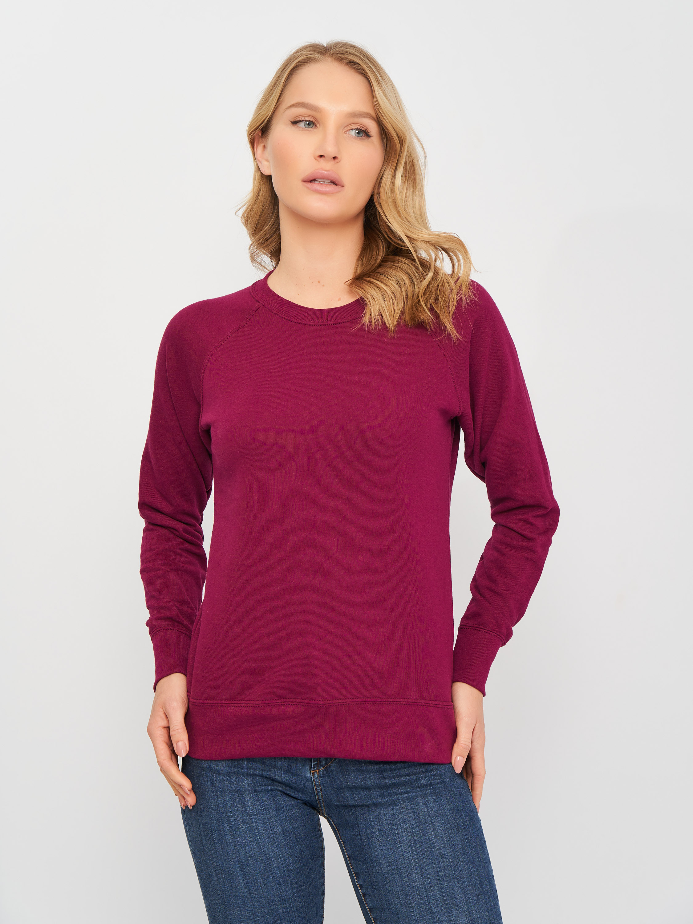 Акція на Світшот жіночий Fruit of the loom Raglan Lightweight 062146041 M Бордовий від Rozetka