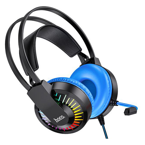 

Игровые наушники HOCO LED Joyful Gaming Headphones W105 с микрофоном и LED RGB подсветкой проводные Black-Blue (W105BL)