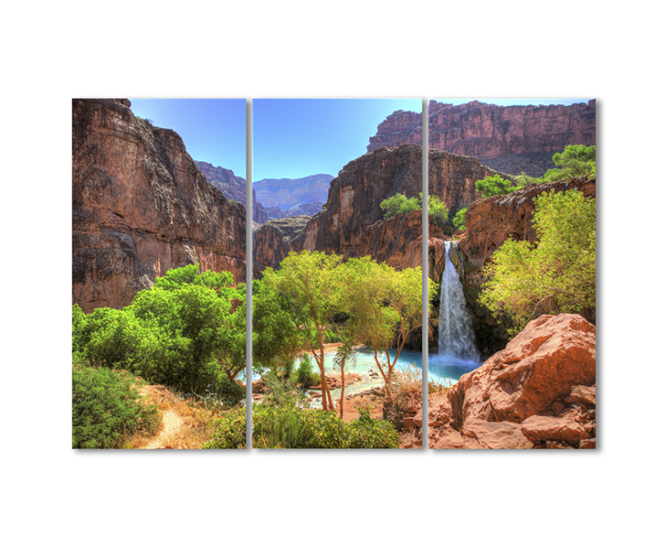 

Модульная картина Artel «Горы водопад деревья» 3 модуля 80x120 см