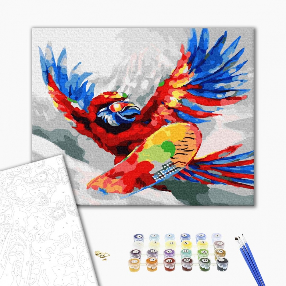 

Картина по номерам Поп-арт Яркий попугай 40х50 см