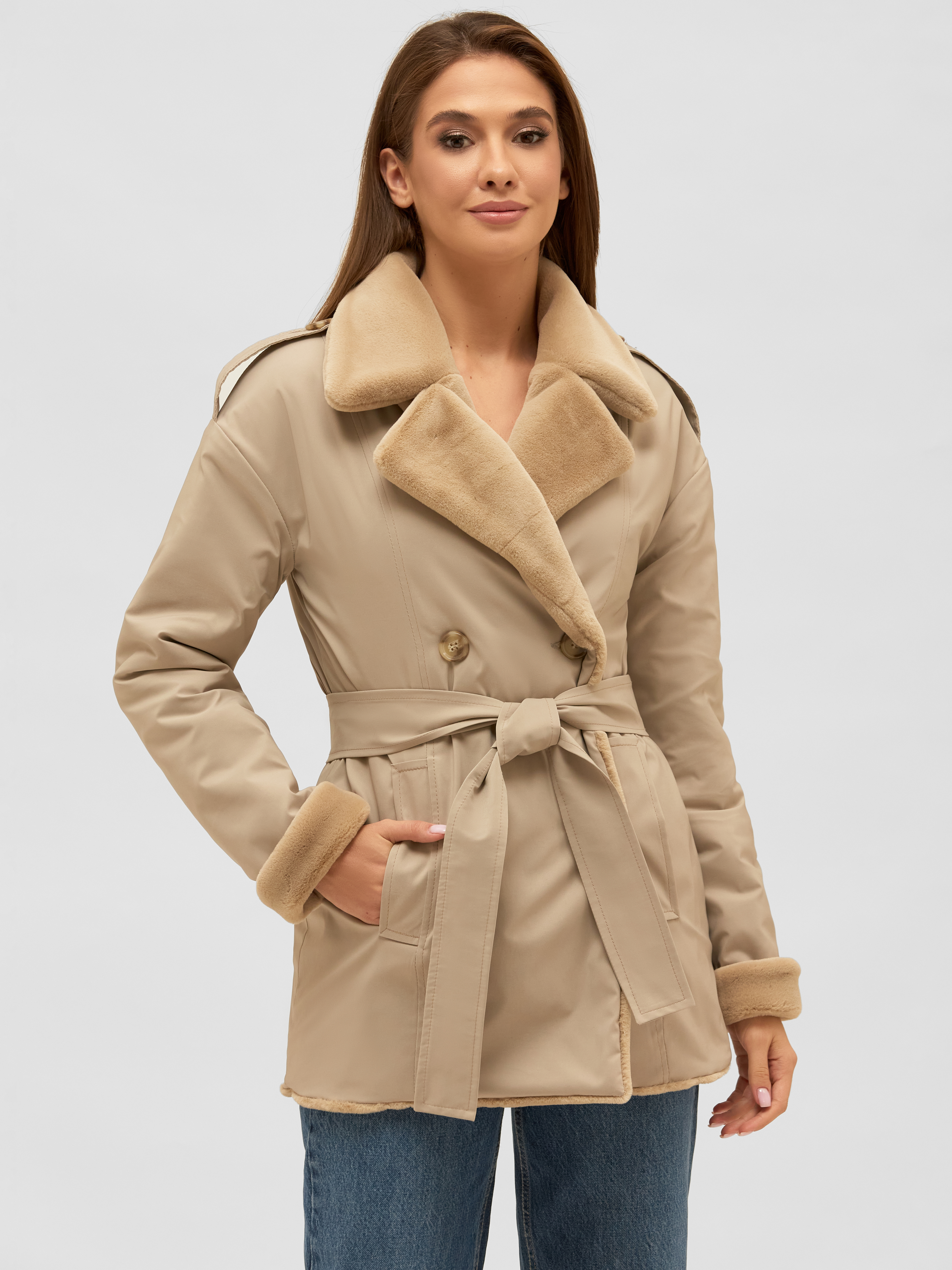 

Двухсторонняя куртка Mila Nova К-223  Бежевая, Двухсторонняя куртка Mila Nova К-223 48 Бежевая