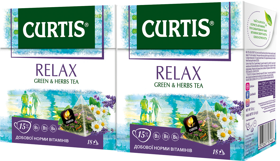 Набор чая Curtis Relax Green Tea 18 пирамидок 2 упаковки (2300000010035 ...