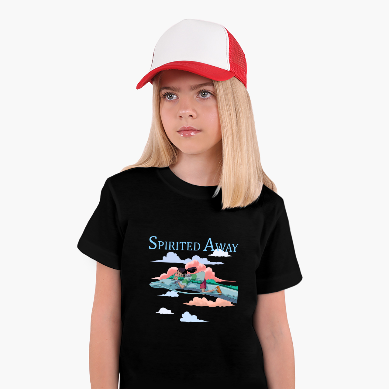 

Детская футболка для девочек Унесённые призраками Тихиро Огино Сэн и Хаку (25186-2830-11) 146-152 см Хлопок Черный