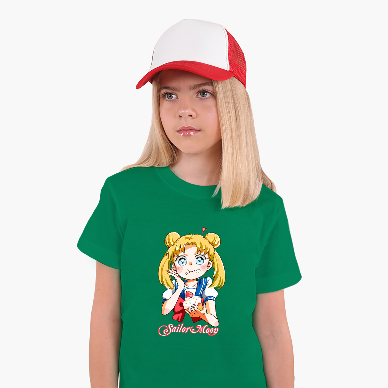 

Детская футболка для девочек Сейлор Мун (Sailor Moon) (25186-2917-77) 158-164 см Хлопок Темно-зеленый