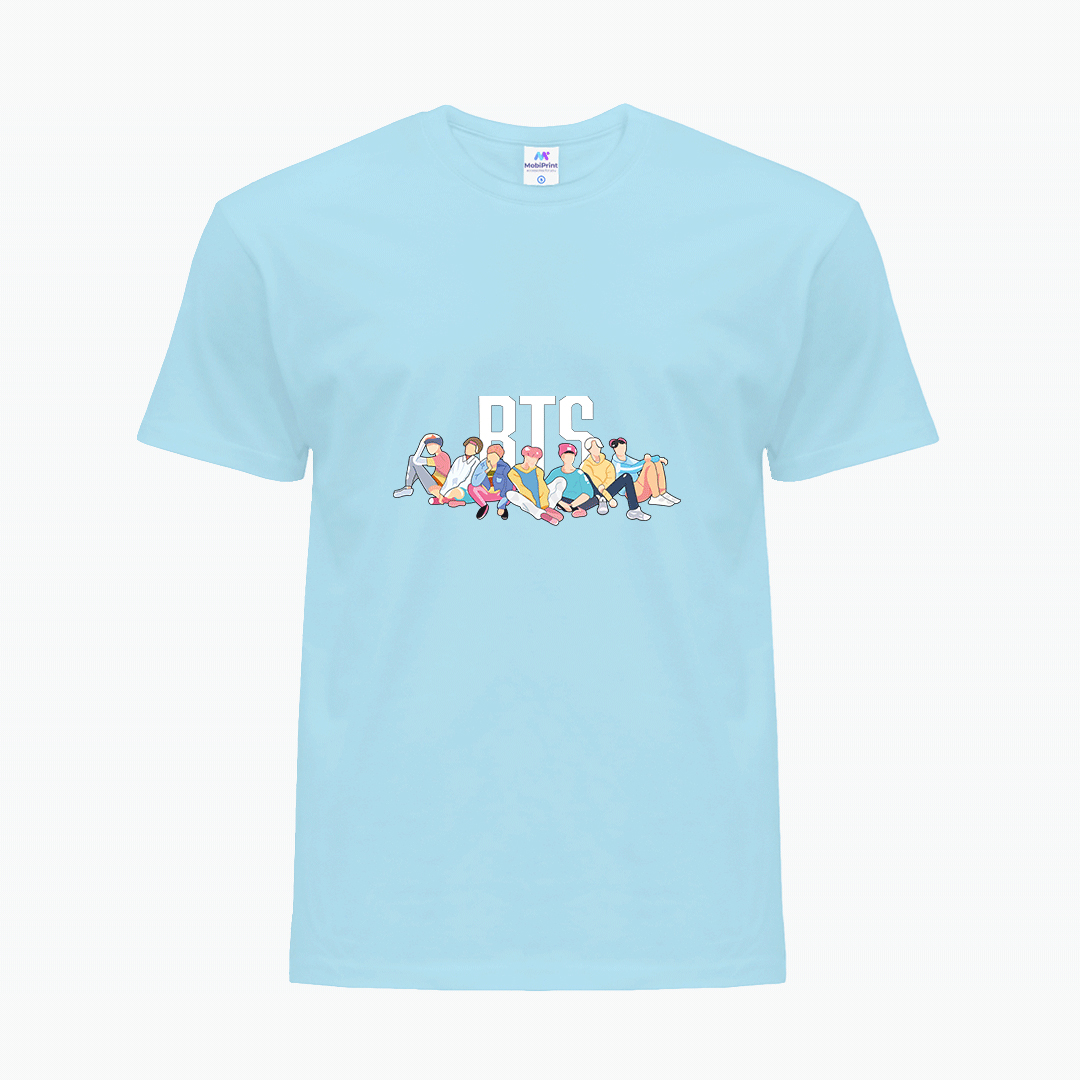 

Детская футболка для девочек БТС (BTS) (25186-1061-36) 158-164 см Хлопок Голубой