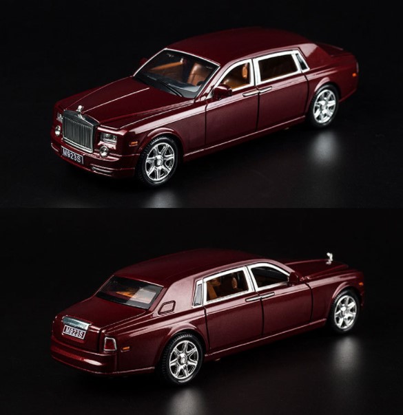 

Модель автомобиля Rolls-Royce Phantom 1:24 со звуком и светом винно-красного цвета